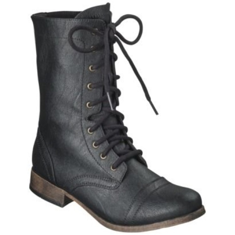 Black combat military boots